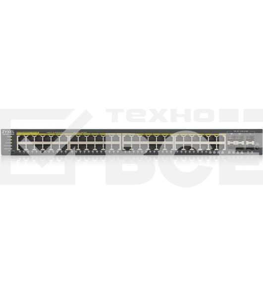 Коммутатор ZYXEL GS1920-48HPv2 Hybrid Smart switch PoE+ Zyxel Nebula Flex, 44xGE PoE+, 4xCombo (SFP/RJ-45 PoE+), 2xSFP, budget PoE 375W, Standalone / cloud management