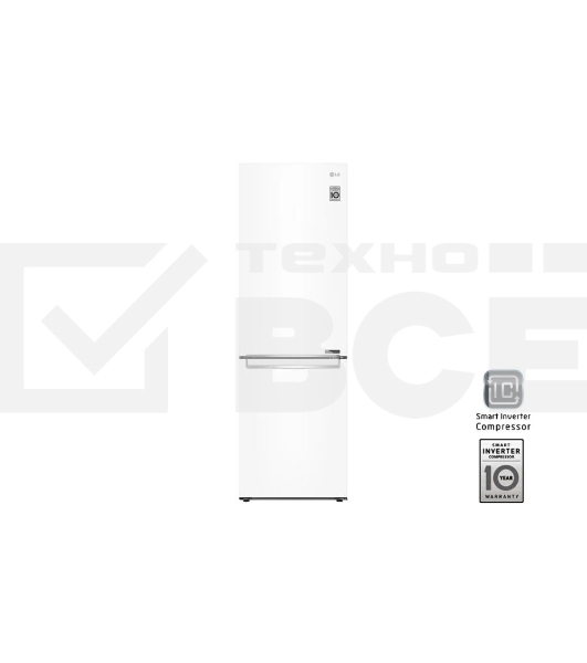 Холодильник LG GC-B459SQCL белый двухкамерный 247/127л морозилка снизу, No Frost