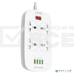Сетевой фильтр Perfeo LD_B4435 LDNIO SC4407Q/ Сетевой фильтр 2 м / 4 розетки EU_UK_US/ 2500W/ 4 USB+QC 3.0/ Выкл. на розетки/ белый, фото 1