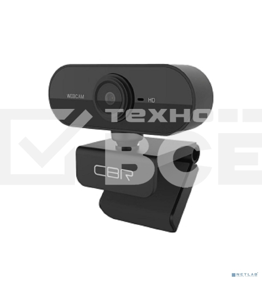 Веб-камера CBR CW 852HD Black с матрицей 1,3 МП, разрешение видео 1280х720, USB 2.0, встроенный микрофон с шумоподавлением, фикс.фокус, крепление на мониторе, длина кабеля 1,5 м, цвет чёрный