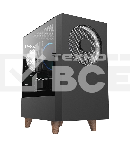 Корпус WIZMAX EM1 Woofer, mATX, mITX черный, Mini-Tower, без БП, TG, 1x160mm + 1x120mm LED, 1xUSB-A 3.0 + 2xUSB-A 2.0