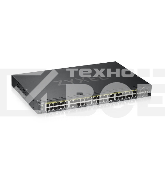 Коммутатор ZYXEL GS1920-48HPv2 Hybrid Smart switch PoE+ Zyxel Nebula Flex, 44xGE PoE+, 4xCombo (SFP/RJ-45 PoE+), 2xSFP, budget PoE 375W, Standalone / cloud management