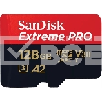 Карта памяти SanDisk Extreme Pro с адаптером microSD UHS I Card 128GB for 4K Video on Smartphones, Action Cams & Drones 200MB/s Read, 90MB/s Write, Lifetime Warranty, фото 1