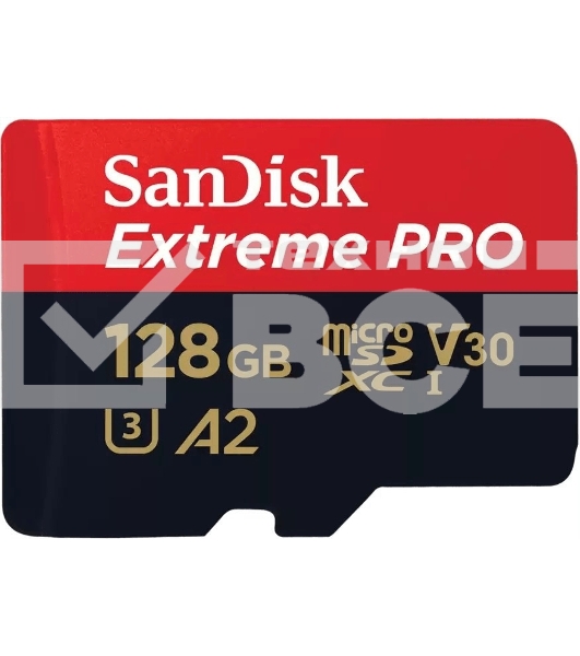 Карта памяти SanDisk Extreme Pro с адаптером microSD UHS I Card 128GB for 4K Video on Smartphones, Action Cams & Drones 200MB/s Read, 90MB/s Write, Lifetime Warranty