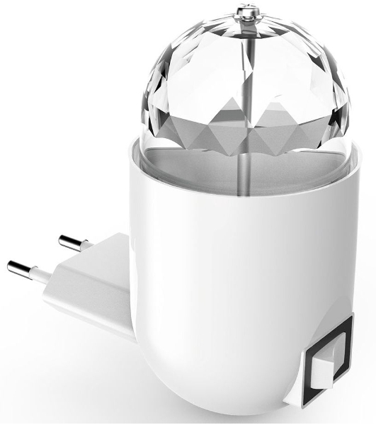 Светильник розеточный 3W 220-240V белый с фиксированной проекцией 'диско' LED