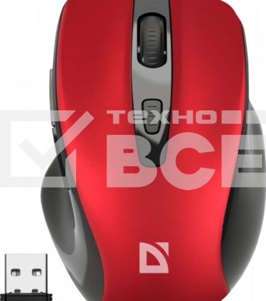 Мышь беспроводная Defender Prime MB-053 красный, 1600 dpi, радиоканал, USB, кнопки - 6