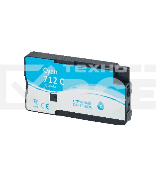 Картридж струйный Sakura 3ED67A (№712 Cyan) для HP, голубой, водорастворимый тип чернил, 29 мл.