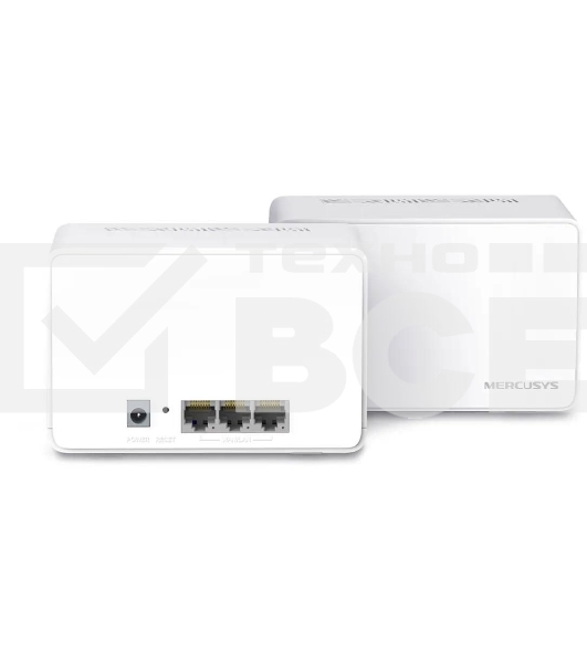 Домашняя Mesh Wi‑Fi система AX3000 Whole Home Mesh Wi-Fi 6 SystemSPEED: 574 Mbps at 2.4 GHz + 2402 Mbps at 5 GHzSPEC: Internal Antennas, 3× Gigabit Ports per Unit (WAN/LAN auto-sensing), 1024-QAM, OFDMA, HE160FEATURE: MERCUSYS APP, Router/AP Mode, One Unified Network, Seaml