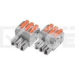 Клемма СМК 222-423R проходная разъемная 3 полюса серая 0,2-2,5/4мм² (40 шт/уп) Rexant, фото 1