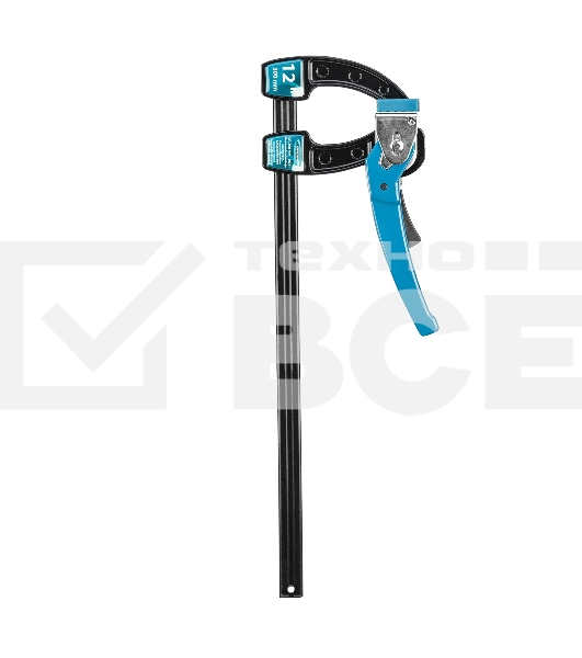 Струбцина реечная Gross быстрозажимная, металлический корпус, рычажный храповый механизм, 12