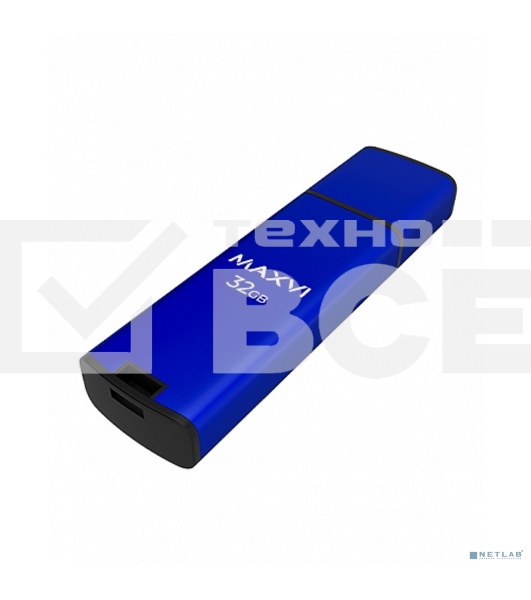 Флешка USB Maxvi MP2 32Gb USB 2.0 blue, монолит с колпачком, ABS пластик + металл
