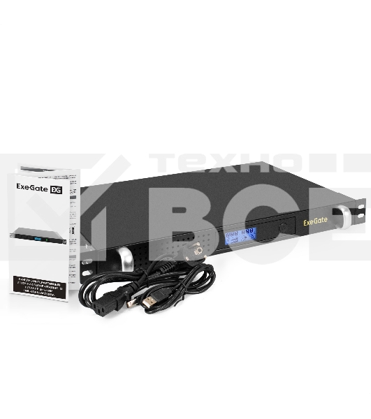 Источник бесперебойного питания ExeGate 1U ServerRM UNL-650.LCD.AVR.4C13.RJ.USB.1U 650VA/360W, LCD, AVR, 4*C13, RJ, USB, 1U, установка в стойку, черный