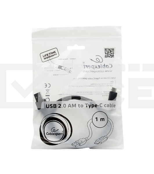 Кабель USB Cablexpert CCP-USB2-AMCM-1M, USB2.0 AM/ USB3.1 Type-C, 1м, пакет