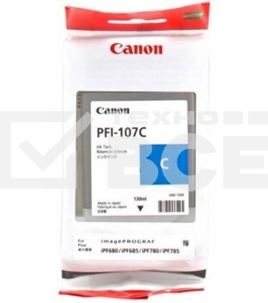 Картридж струйный Canon PFI-107C (6706B001) голубой (130 мл) для Canon iP F680/685/780/785
