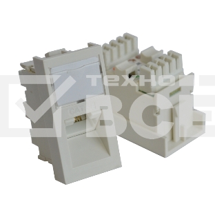 Вставка RJ-45 UTP Cat.5E, 22.5x45 мм угловая, с маркировкой, белая