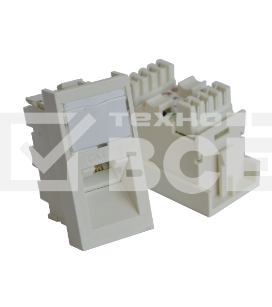 Вставка RJ-45 UTP Cat.5E, 22.5x45 мм угловая, с маркировкой, белая