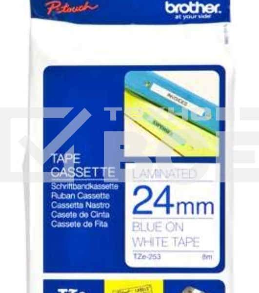 Картридж Brother TZ-E253 24 мм, 8 м, синий шрифт, белый фон, для BROTHER P-Touch