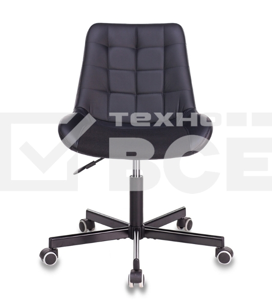 Кресло компьютерное Бюрократ CH-350M/BLACK без подлокотников, черный, искусст.кожа/ткань, крестовина хром