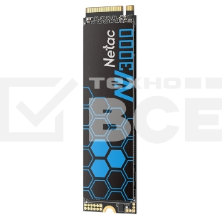 Накопитель SSD Netac NV3000, 500GB, PCIe 3.0 x4, M.2 2280, NVMe, R/W 3000/2100, с радиатором