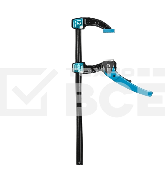 Струбцина реечная Gross быстрозажимная, металлический корпус, рычажный храповый механизм, 12