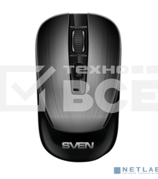 Мышь беспроводная SVEN RX-380W серый металлик, 1600 dpi, радиоканал, USB, кнопки - 4