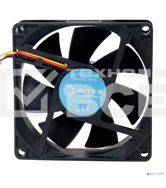 Вентилятор для корпуса 5bites FB8025S-12H3 черный, 80 x 80 мм, 3000 об/мин, 30 дБ, 3 pin