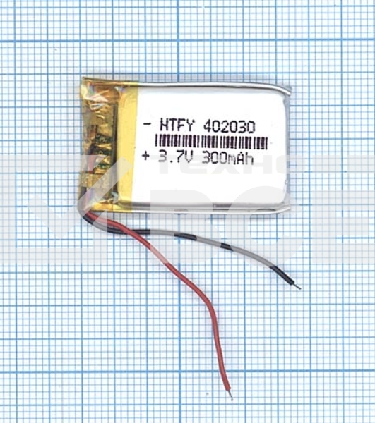 Аккумулятор Li-Pol (батарея) 4*20*30мм 2pin 3.7V/300mAh