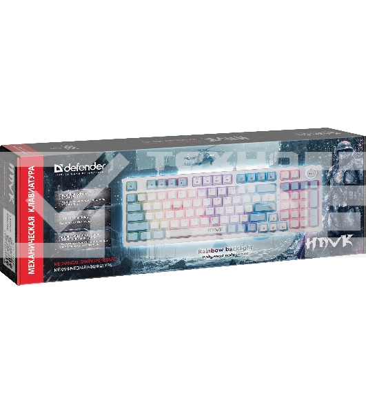 Клавиатура Defender Hawk GK-418  проводная, USB, белый + голубой