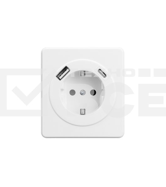 Розетка Kranz ROUND 1-ая с/з с/у з/ш 16А с USB A+C быстрой зарядки 5В/3А перламутр