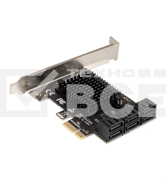 Контроллер ExeGate EXE-516v2 (PCI-E x1 v2.0, SATA3 6Gb/s, 6 int, ASMedia Chipset ASM1166)