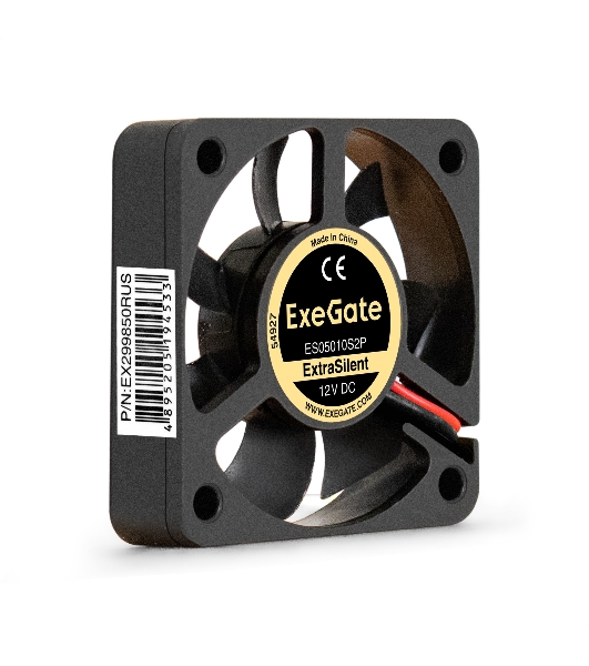 Вентилятор 12В DC ExeGate ExtraSilent ES05010S2P (50x50x10 мм, Sleeve bearing (подшипник скольжения), 2pin, 4000RPM, 22dBA)