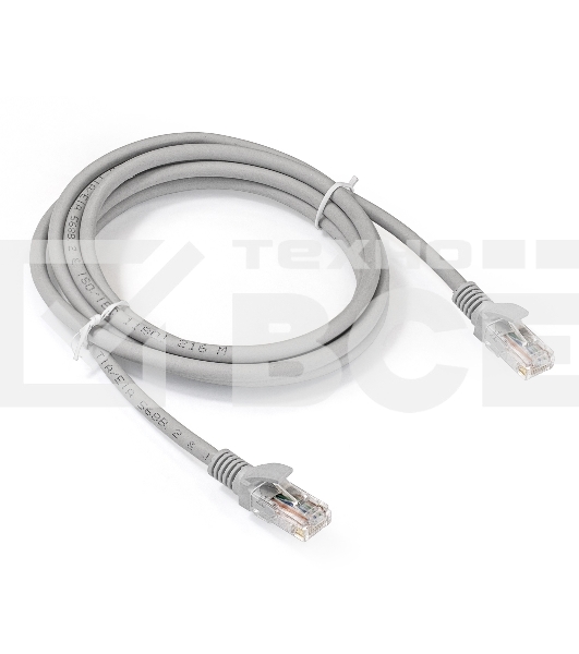Патч-корд ExeGate EX286383RUS UTP-RJ45-RJ45-5e-2M-LSZH-GY, UTP, cat.5e, LSZH, 2м, серый