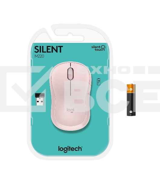 Мышь беспроводная Logitech M220 розовый, 1000 dpi, радиоканал, USB, кнопки - 3