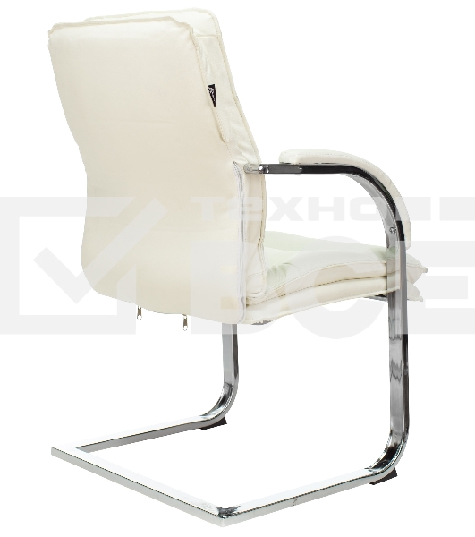 Кресло офисное Бюрократ T-9927SL-LOW-V слоновая кость, кожа, низк.спин. полозья, металл хром