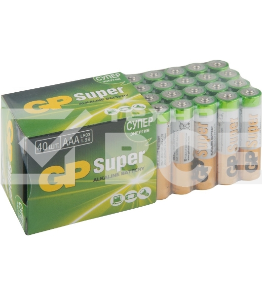 Алкалиновые батарейки GP Super Alkaline G-Tech 24А ААA - 40 шт. в пленке