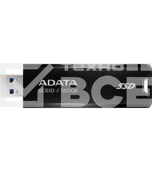 Внешний накопитель SSD ADATA 500Gb SC610 USB Type-A (550/500 Mb/s) metal case black (SC610-500G-CBK/RD)