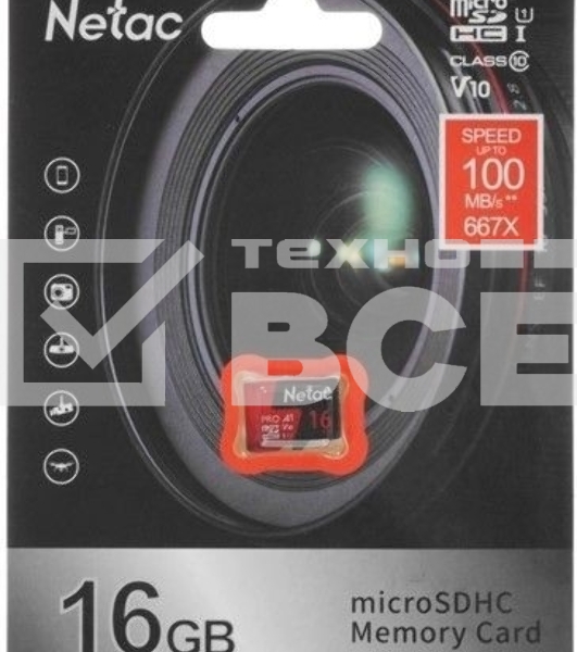 Флеш-накопитель NeTac Карта памяти Netac MicroSD P500 Extreme Pro 16GB, Retail version card only