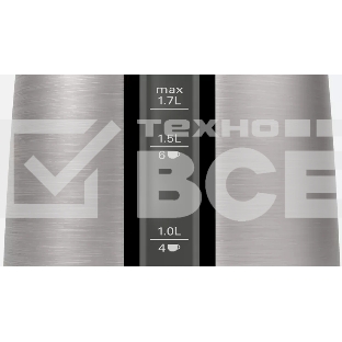 Чайник Bosch TWK7L464, 1.7л, 2400 Вт., нерж.сталь, покрытая эмалью, красный,  шкала уровня воды