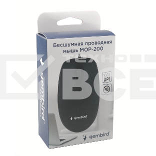 Мышь проводная Gembird MOP-200 черный, 1000 dpi, USB, кнопки - 3