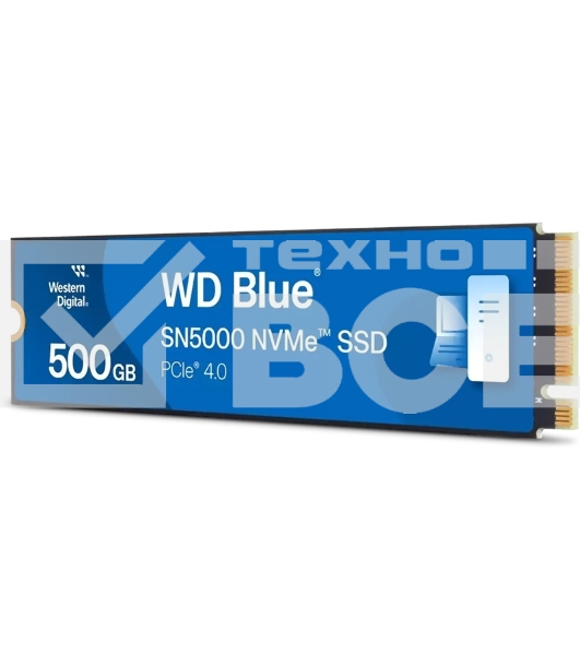 Накопитель SSD WD Blue SN5000, 500Gb, PCIe 4.0 x4, M.2 2280, NVMe, R/W 5000/4000