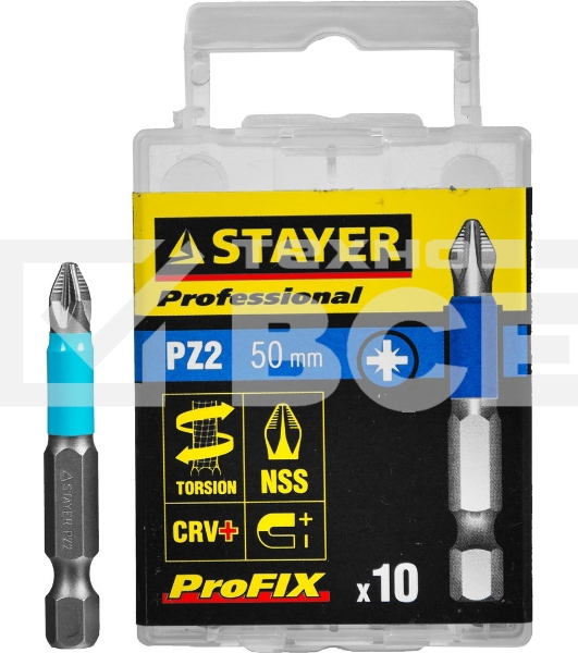 Бита STAYER PROFESSIONAL 26223-2-50-10_z01 ProFix E 1/4'' № 2 L=50мм 10шт