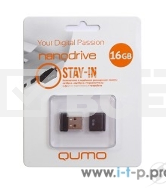Флэш Диск QUMO 16GB NANO QM16GUD-NANO-B Black
