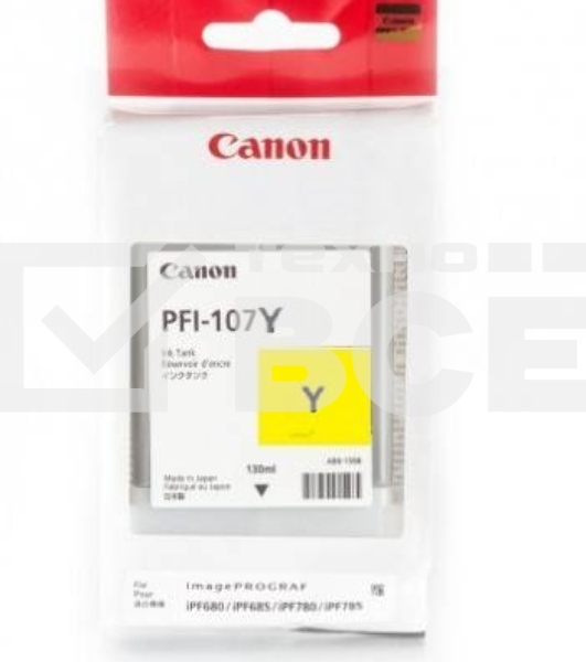Картридж струйный Canon PFI-107Y (6708B001) желтый (130 мл) для Canon iP F680/685/780/785