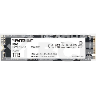 Накопитель SSD Patriot P300, 1000GB, PCIe 3.0 x4, M.2 2280, NVMe, R/W 2100/1650