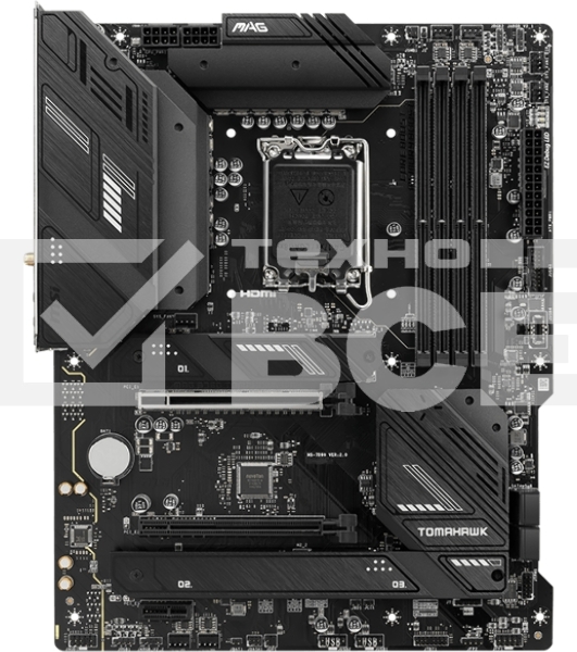 Материнская плата MSI MAG B760 TOMAHAWK WIFI, LGA 1700, Intel B760, 4xDDR5, 4xSATA, 3xM.2, 1xPCI-E 3.0 x4, 1xPCI-E 5.0 x16, 1xHDMI, 1xDP, 1xUSB Type-C, 1x2.5Gb LAN, 4xUSB-A 2.0, 4xUSB-A 3.2 Gen 2, 5x3.5 мм, 7.1, Standard-ATX