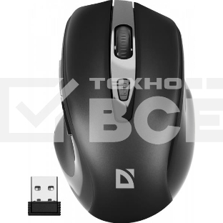 Мышь беспроводная Defender Prime MB-053 черный, 1600 dpi, радиоканал, USB, кнопки - 6