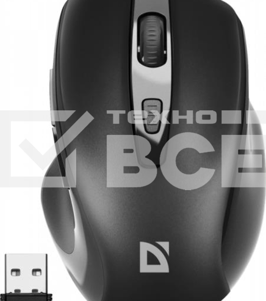 Мышь беспроводная Defender Prime MB-053 черный, 1600 dpi, радиоканал, USB, кнопки - 6