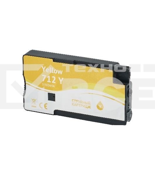 Струйный картридж Sakura 3ED69A (№712 Yellow) для HP, желтый, водорастворимый тип чернил, 29 мл.