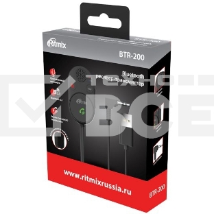 Автомобильный FM-модулятор Ritmix BTR-200 черный BT USB (80002461)