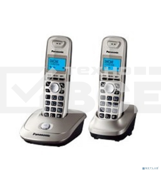 Телефон беспроводной (DECT) Panasonic KX-TG2512RUN (платиновый) {Доп трубка в комплекте,АОН, Caller ID,спикерфон на трубке,полифония}